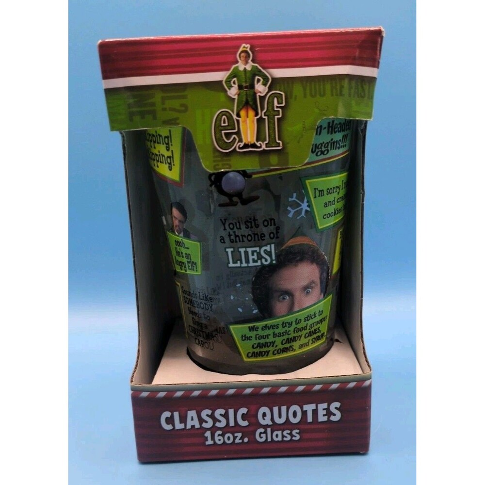 Officially Licensed ICUP Elf The Movie Pint Classic Quotes 16 Oz Pint Glass